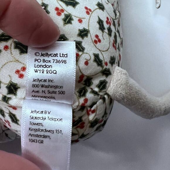 Jellycat London Merry Mouse Bedtime Stuffed Mouse Wearing Holly PJ'S Christmas - Picture 9 of 9